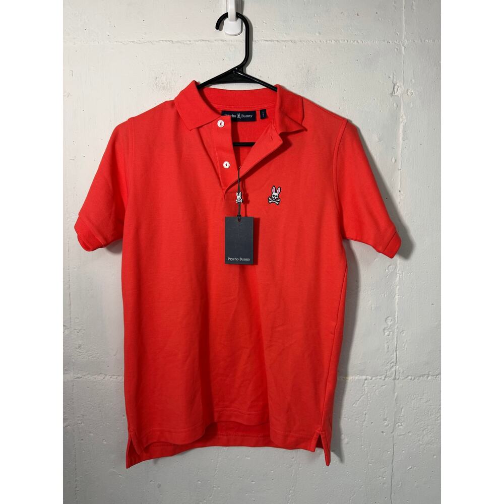 NEW Psycho Bunny Kids Classic Polo 802 Hot Coral Large 14-16
